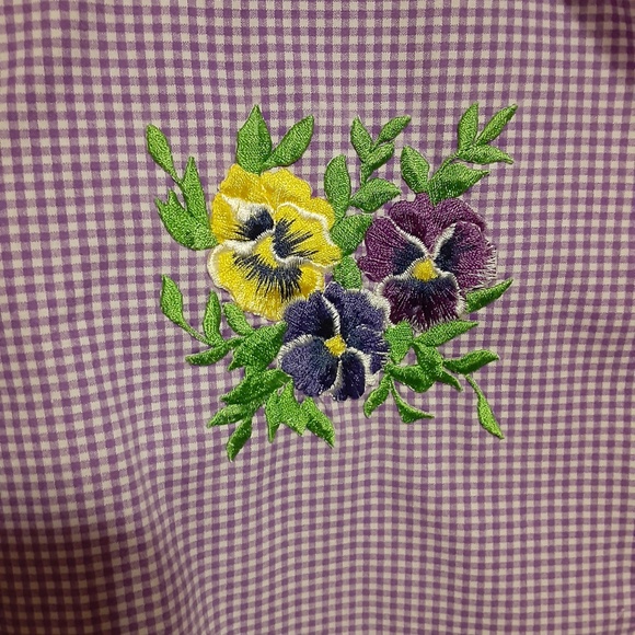 Las Olas Embroidered Check Button Down Top - Picture 2 of 7